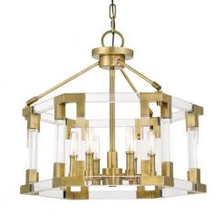 Prima Vista 6-Light Aged Antique Brass Cage Pendant to Semi-Flush Mount with Clear Acrylic Accents by Metropolitan -BLACK DECKER store aged antique brass metropolitan chandeliers n7355 790 4f 1000
