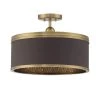 Splendour 19 in. 4-Light Aged Antique Brass Semi-Flush Mount with Chocolate Linen Shade by Metropolitan