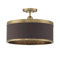 BLACK DECKER store 12 Splendour 19 in. 4-Light Aged Antique Brass Semi-Flush Mount with Chocolate Linen Shade by Metropolitan