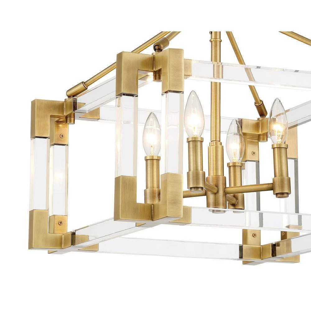 Prima Vista 18.875 in. 4-Light Aged Antique Brass Semi-Flush Mount with Clear Acrylic Accents by Metropolitan 4 Prima Vista 18.875 in. 4-Light Aged Antique Brass Semi-Flush Mount with Clear Acrylic Accents by Metropolitan - Image 2