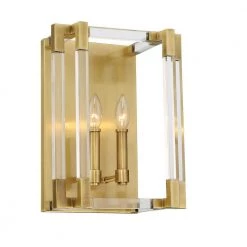 Prima Vista 2-Light Aged Antique Brass Wall Sconce with Clear Acrylic Accents by Metropolitan