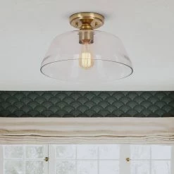 12.5 in. Vintage-Inspired Semi-Flush Mount Ceiling Light by Cresswell -BLACK DECKER store antique brass cresswell flush mount lights 24059 000 31 1000