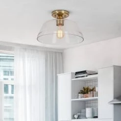 12.5 in. Vintage-Inspired Semi-Flush Mount Ceiling Light by Cresswell -BLACK DECKER store antique brass cresswell flush mount lights 24059 000 fa 1000