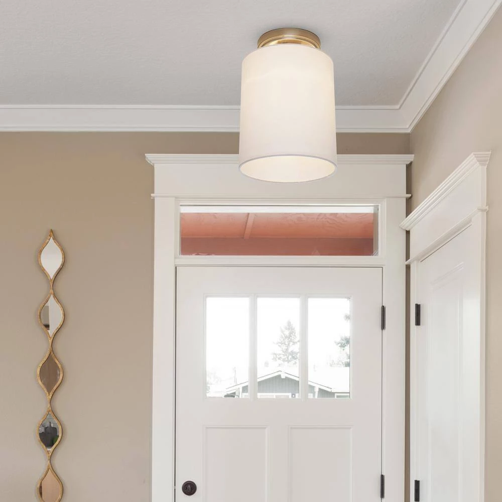 10.5 in. 1-Light Antique Brass Modern Flush Mount by Cresswell 9 10.5 in. 1-Light Antique Brass Modern Flush Mount by Cresswell - Image 7