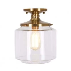 10.6 in. 1-Light Antique Brass Mid-Century Modern Flush Mount by Cresswell