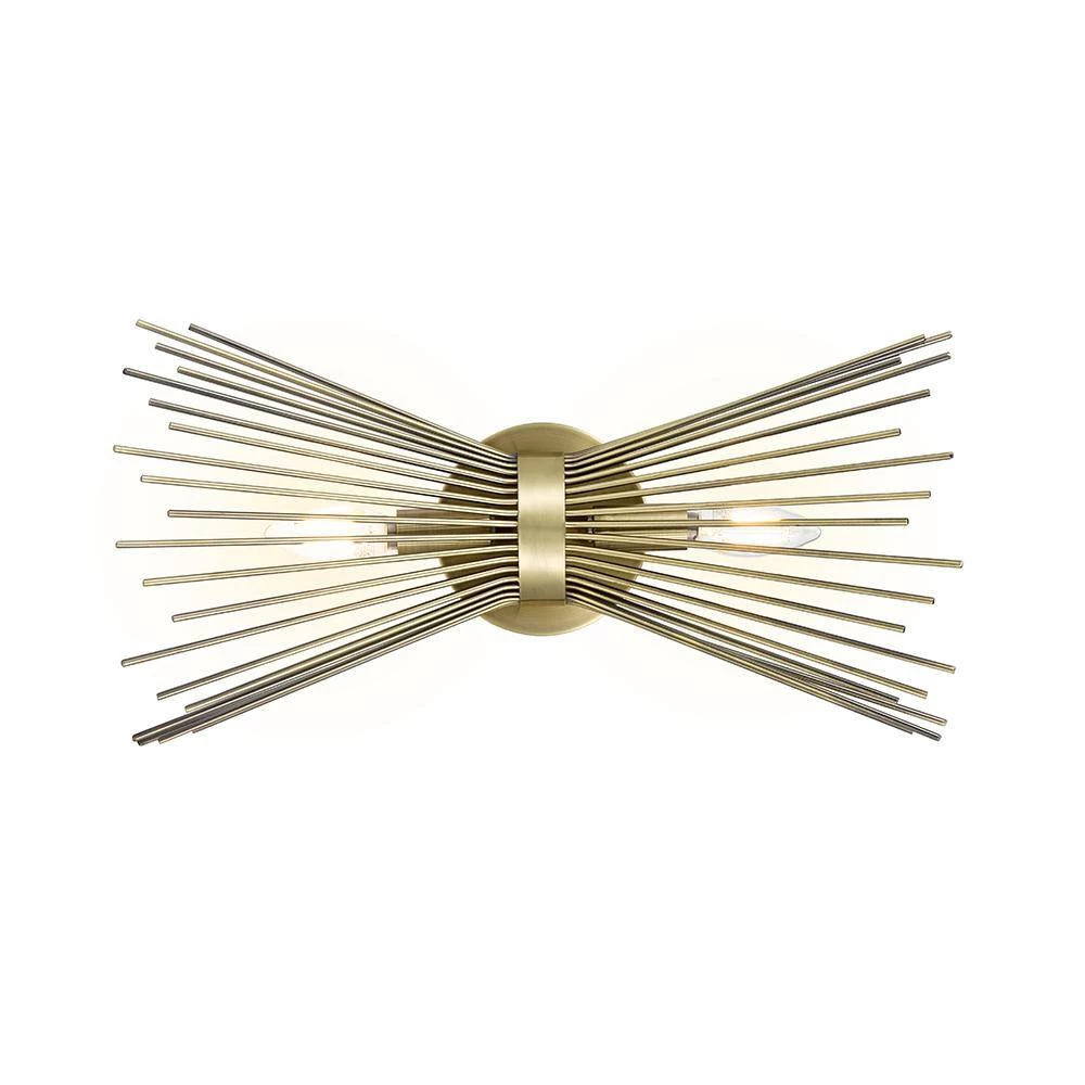 2-Light Antique Brass Mid-Century Modern Vanity Bath Sconce Light by Cresswell 6 2-Light Antique Brass Mid-Century Modern Vanity Bath Sconce Light by Cresswell - Image 4