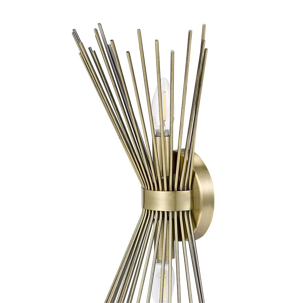 2-Light Antique Brass Mid-Century Modern Vanity Bath Sconce Light by Cresswell 4 2-Light Antique Brass Mid-Century Modern Vanity Bath Sconce Light by Cresswell - Image 2