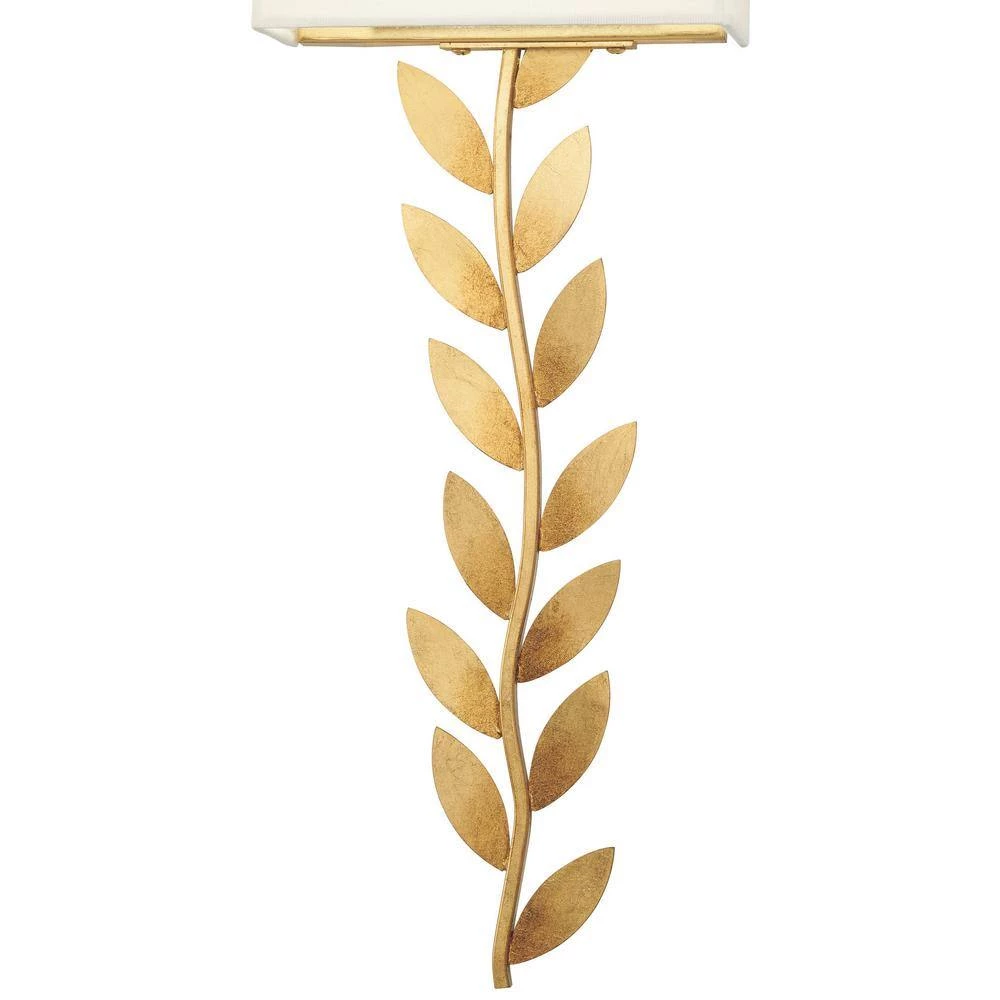 Arbor Grove 1-Light Ardent Gold Leaf LED Wall Sconce with White Linen Shade by Metropolitan 4 Arbor Grove 1-Light Ardent Gold Leaf LED Wall Sconce with White Linen Shade by Metropolitan - Image 2