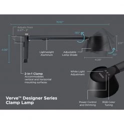Black & Decker Verve Designer Series LED 4 in., Black, Indoor Desk Lamp, with Clamp Base, Adjustable White + RGB Light by BLACK+DECKER -BLACK DECKER store black black decker desk lamps led2200 cl bk 1f 1000