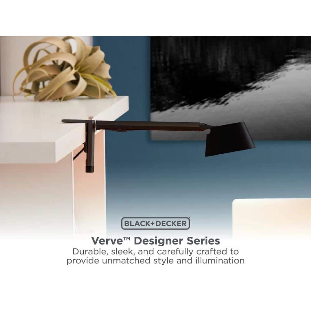 4 in. Works with Alexa Smart 2-in-1 LED Clamp Lamp, Fits Cubicles and Headboards, Automatic Circadian Lighting, Black by BLACK+DECKER 4 4 in. Works with Alexa Smart 2-in-1 LED Clamp Lamp, Fits Cubicles and Headboards, Automatic Circadian Lighting, Black by BLACK+DECKER - Image 2