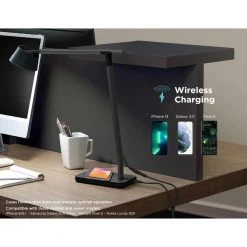 17 in., Black, Indoor, Desk Lamp with Qi Wireless Charger, Indoor, Automatic Circadian Lighting by BLACK+DECKER -BLACK DECKER store black black decker desk lamps led2200 qi bk 1f 1000