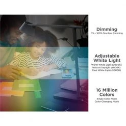 17 in. Black Indoor Desk Lamp with USB Charging Port, Automatic Circadian Lighting Pulse 16M RGB Colors by BLACK+DECKER -BLACK DECKER store black black decker desk lamps led2200 usb bk 4f 1000