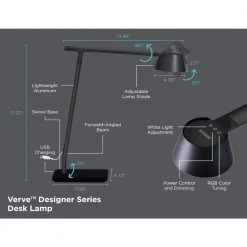 17 in. Black Indoor Desk Lamp with USB Charging Port, Automatic Circadian Lighting Pulse 16M RGB Colors by BLACK+DECKER -BLACK DECKER store black black decker desk lamps led2200 usb bk fa 1000