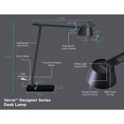 17 in., Black, Indoor, Alexa Smart Desk Lamp, Works with Alexa with USB Charging Port by BLACK+DECKER -BLACK DECKER store black black decker desk lamps led2200 usbsm bk 66 1000