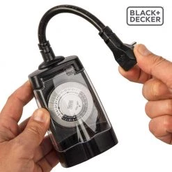 Outdoor 2 Grounded Outlets Timer with Waterproof Outlet Timer for Lights (2 Pack) by BLACK+DECKER -BLACK DECKER store black black decker outdoor lighting accessories bdxpa0030 44 1000