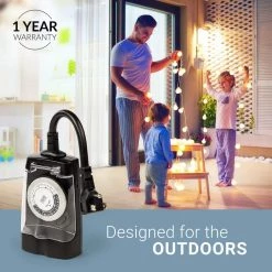 Outdoor 2 Grounded Outlets Timer with Waterproof Outlet Timer for Lights (2 Pack) by BLACK+DECKER -BLACK DECKER store black black decker outdoor lighting accessories bdxpa0030 76 1000