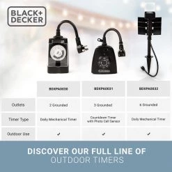 Garden Stake 6 Grounded Outlets Tools Timer Waterproof Outlet Timer for Lights by BLACK+DECKER -BLACK DECKER store black black decker outdoor lighting accessories bdxpa0032 4f 1000