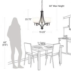 5-Light Black Standard Contemporary Chandelier Pendant Light with Brushed Nickel Accents and Opal Glass Shades by Cresswell -BLACK DECKER store black cresswell chandeliers 24069 000 4f 1000