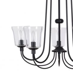 5-Light Satin Black Modern Farmhouse Chandelier with Glass Shades by Cresswell -BLACK DECKER store black cresswell chandeliers 24070 000 44 1000