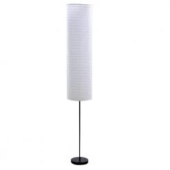 40.5 in Black Metal Floor Lamp with White Rice Paper Shade by Cresswell