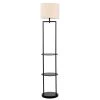 60 in. Black Etagere Floor Lamp with Linen Shade by Cresswell