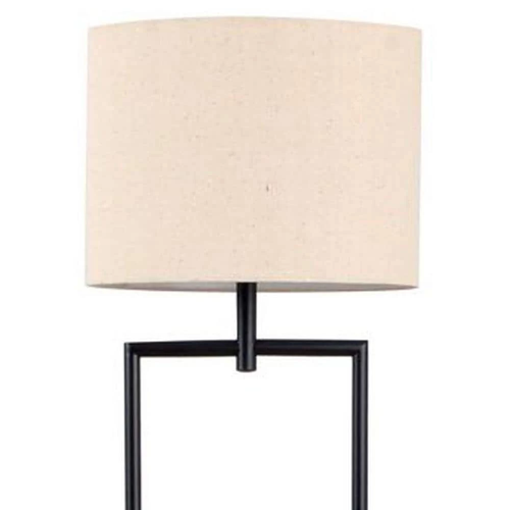 60 in. Black Etagere Floor Lamp with Linen Shade by Cresswell 4 60 in. Black Etagere Floor Lamp with Linen Shade by Cresswell - Image 2