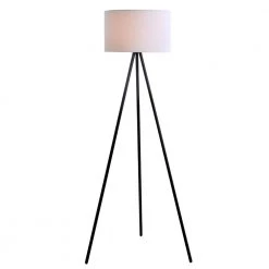 61.25 in. Black Metal Tripod Floor Lamp with Linen Shade by Cresswell