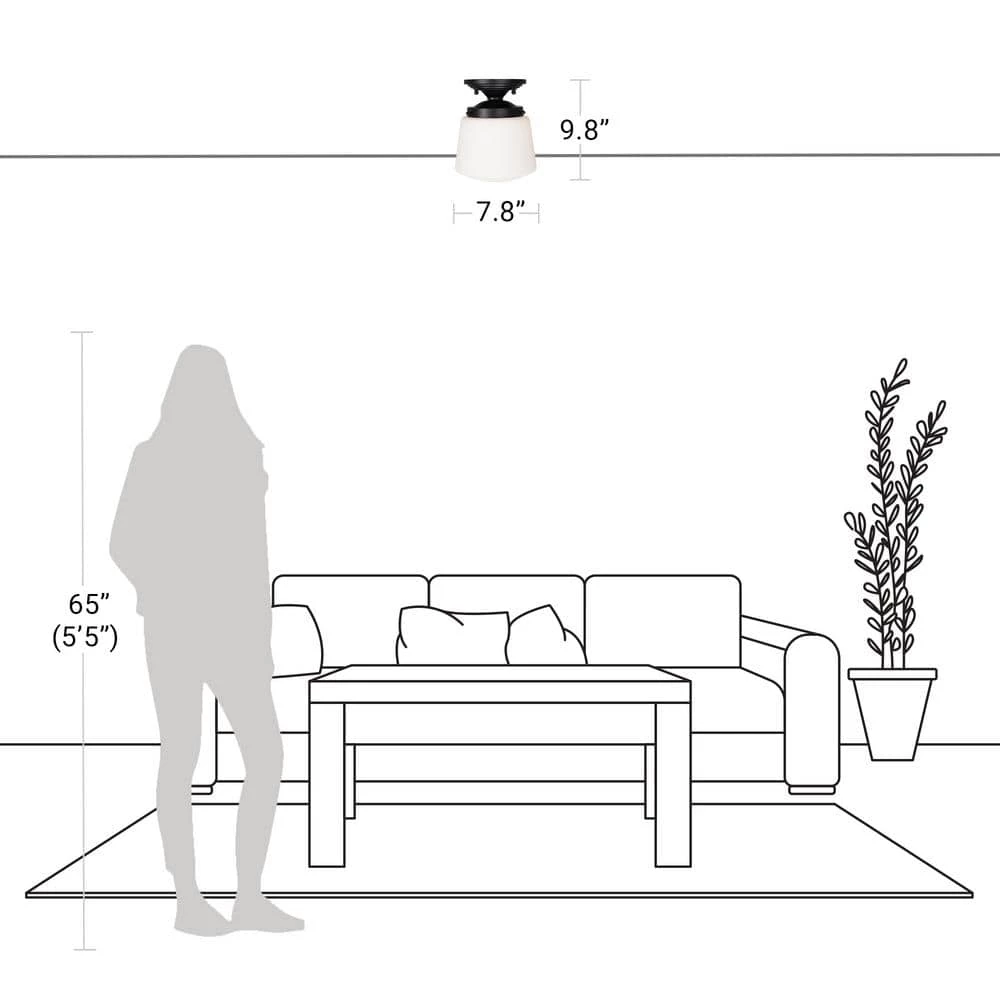 LED 9.75 in. Black Vintage Inspired Semi Flush Mount by Cresswell 6 LED 9.75 in. Black Vintage Inspired Semi Flush Mount by Cresswell - Image 4