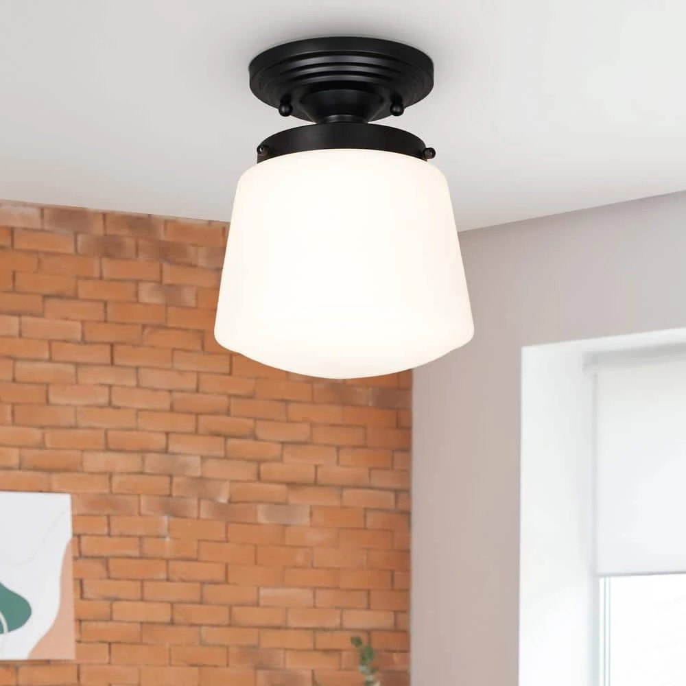 LED 9.75 in. Black Vintage Inspired Semi Flush Mount by Cresswell 9 LED 9.75 in. Black Vintage Inspired Semi Flush Mount by Cresswell - Image 7