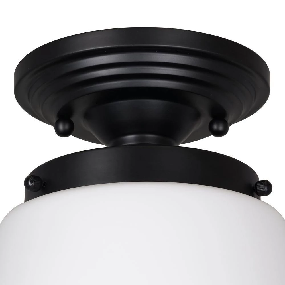 LED 9.75 in. Black Vintage Inspired Semi Flush Mount by Cresswell 5 LED 9.75 in. Black Vintage Inspired Semi Flush Mount by Cresswell - Image 3