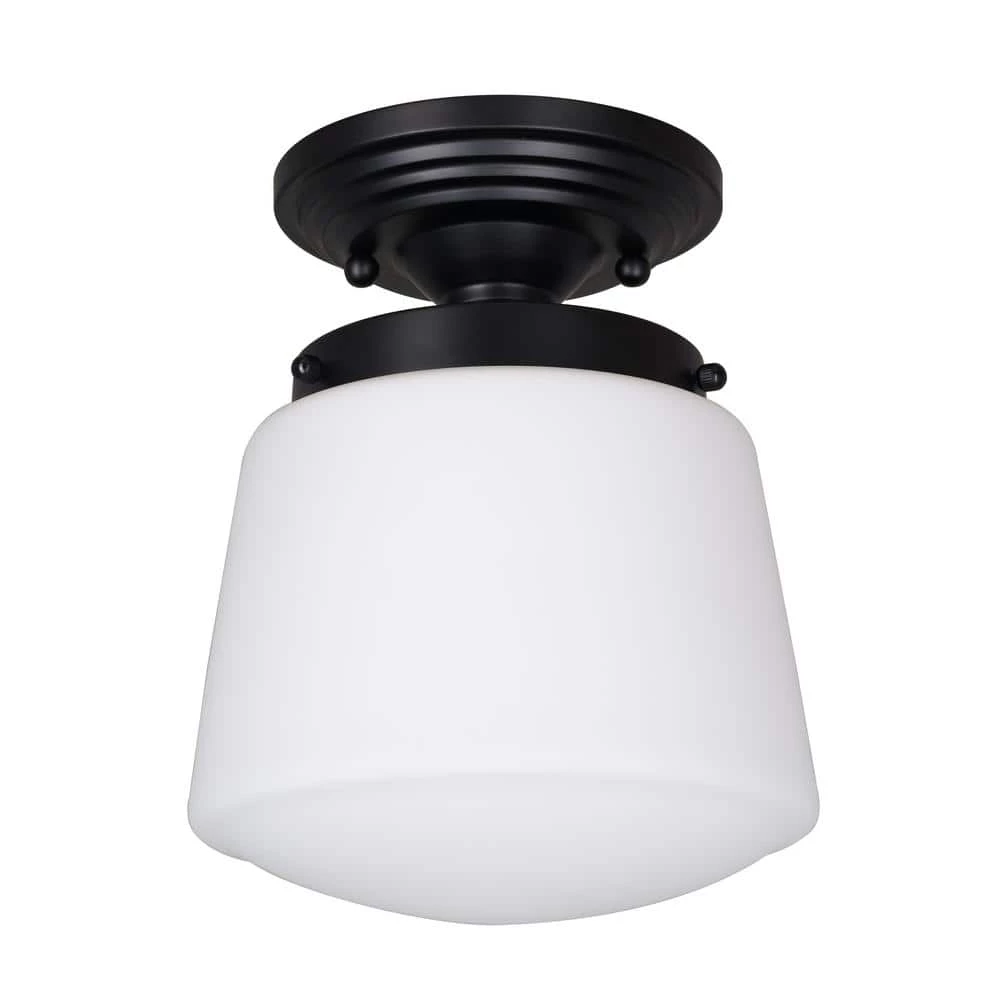 LED 9.75 in. Black Vintage Inspired Semi Flush Mount by Cresswell 4 LED 9.75 in. Black Vintage Inspired Semi Flush Mount by Cresswell - Image 2