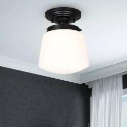 LED 9.75 in. Black Vintage Inspired Semi Flush Mount by Cresswell 14 LED 9.75 in. Black Vintage Inspired Semi Flush Mount by Cresswell -BLACK DECKER store black cresswell flush mount lights 24067 000 fa 1000