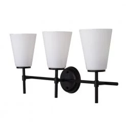 24 in. 3-Light Black Vanity Light with Opal Glass Shades by Cresswell -BLACK DECKER store black cresswell vanity lighting 24075 000 4f 1000