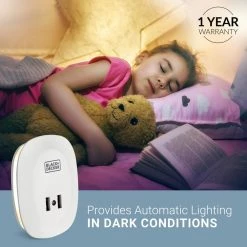 LED Night Light Plug-In with 2 USB Charging Ports, Photocell Sensor, 10 Lumens (2-Pack) by BLACK+DECKER -BLACK DECKER store black decker led night lights bdxpa0071 76 1000