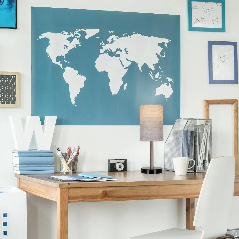 14 in. Black Faux Marble and Brushed Nickel Modern Table Lamp by Cresswell 8 14 in. Black Faux Marble and Brushed Nickel Modern Table Lamp by Cresswell - Image 6