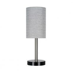 14 in. Black Faux Marble and Brushed Nickel Modern Table Lamp by Cresswell