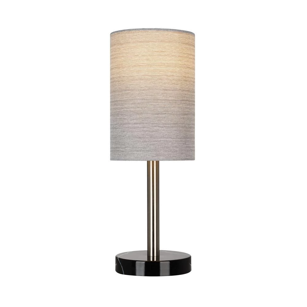 14 in. Black Faux Marble and Brushed Nickel Modern Table Lamp by Cresswell 4 14 in. Black Faux Marble and Brushed Nickel Modern Table Lamp by Cresswell - Image 2