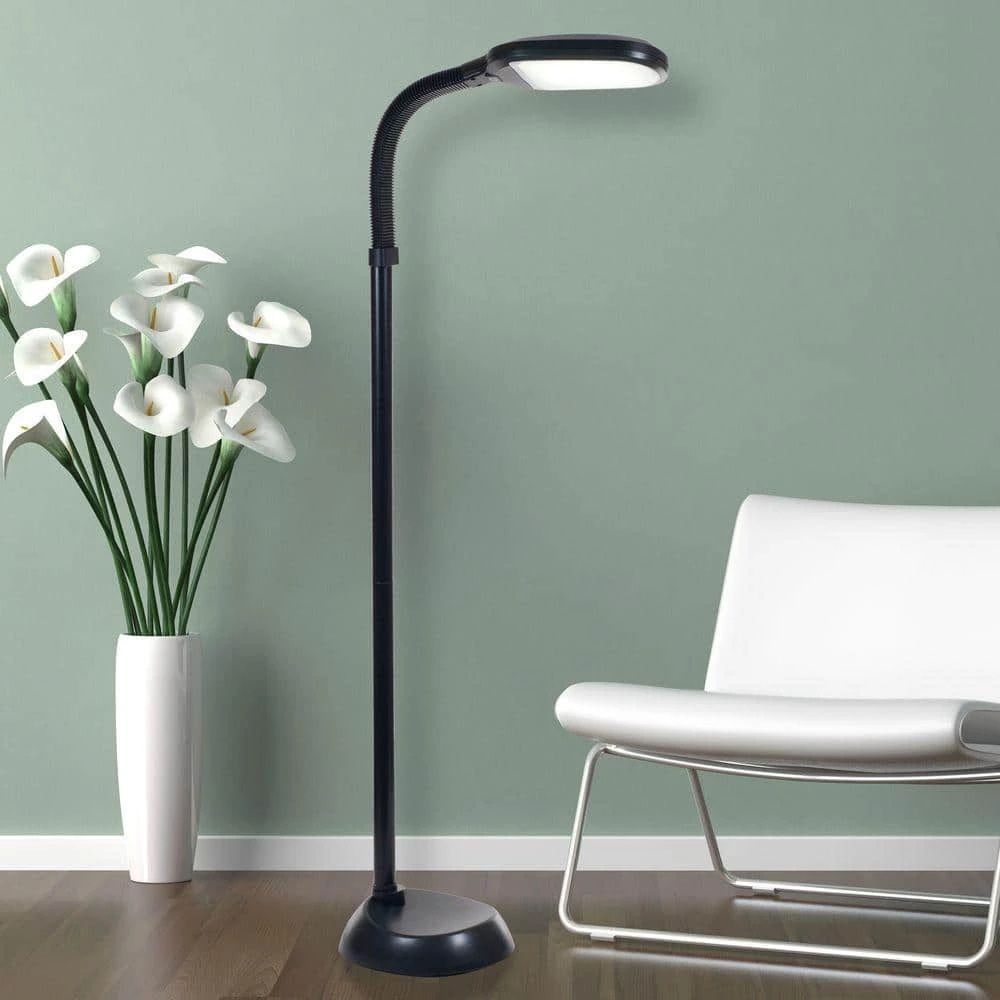 60 in. Black LED Sunlight Floor Lamp with Dimmer Switch by Lavish Home 4 60 in. Black LED Sunlight Floor Lamp with Dimmer Switch by Lavish Home - Image 2