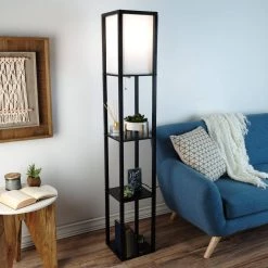 62.75 in. Black Etagere Style Floor Lamp by Lavish Home -BLACK DECKER store black lavish home floor lamps hw1000009 31 1000