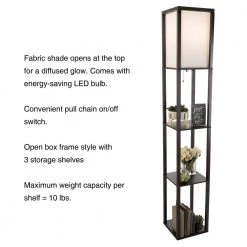 62.75 in. Black Etagere Style Floor Lamp by Lavish Home -BLACK DECKER store black lavish home floor lamps hw1000009 4f 1000