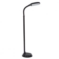 60 in. LED Natural Full Spectrum Sunlight Gooseneck Floor Lamp with Dimmer Switch in Black by Lavish Home