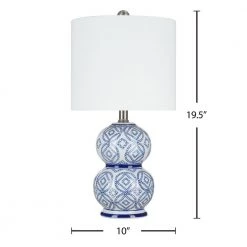 19.5 in. Blue Geometric Traditional Table Lamp with Shade and LED Bulb Included by Cresswell -BLACK DECKER store blue geometric cresswell table lamps 23032 000 4f 1000