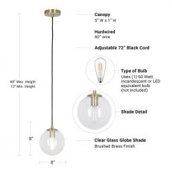 10.5 in. 1-Light Brass Mid-Century Modern Pendant with Clear Glass Shade by Cresswell -BLACK DECKER store brass cresswell pendant lights bm1931 01 4f 1000