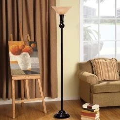 72 in. Bronze Torchiere Floor Lamp with Glass Shade by Cresswell -BLACK DECKER store bronze cresswell floor lamps 18580 000 31 1000