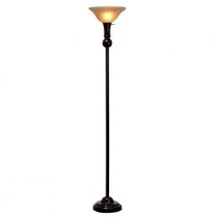 72 in. Bronze Torchiere Floor Lamp with Glass Shade by Cresswell