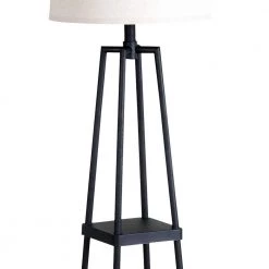 58 in. Distressed Iron Etagere Floor Lamp with Linen Shade by Cresswell -BLACK DECKER store bronze cresswell floor lamps 19305 000 4f 1000
