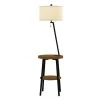 58 in. Brown and Black Mid-Century Modern LED Floor Lamp End Table with USB Charging Port by Lavish Home -BLACK DECKER store brown lavish home floor lamps hw1000076 64 1000