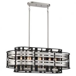 Presten 8-Light Brushed Nickel and Sand Coal Island Chandelier by Metropolitan