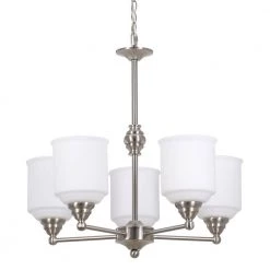 5-Light Brushed Nickel Contemporary Chandelier Pendant Light with Opal Glass Shades by Cresswell 11 5-Light Brushed Nickel Contemporary Chandelier Pendant Light with Opal Glass Shades by Cresswell -BLACK DECKER store brushed nickel cresswell chandeliers 24072 000 1f 1000