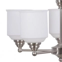 5-Light Brushed Nickel Contemporary Chandelier Pendant Light with Opal Glass Shades by Cresswell 12 5-Light Brushed Nickel Contemporary Chandelier Pendant Light with Opal Glass Shades by Cresswell -BLACK DECKER store brushed nickel cresswell chandeliers 24072 000 44 1000